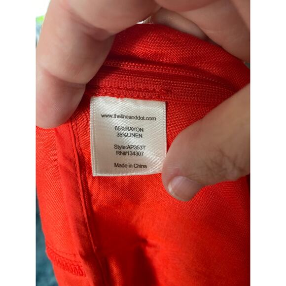 Line & Dot Red Strapless Linen Blend Wide Leg Jumpsuit Size S - Picture 9 of 9